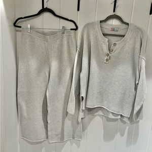 FREE PEOPLE BEACH Hailee Sweater Set | M | ivory heather
